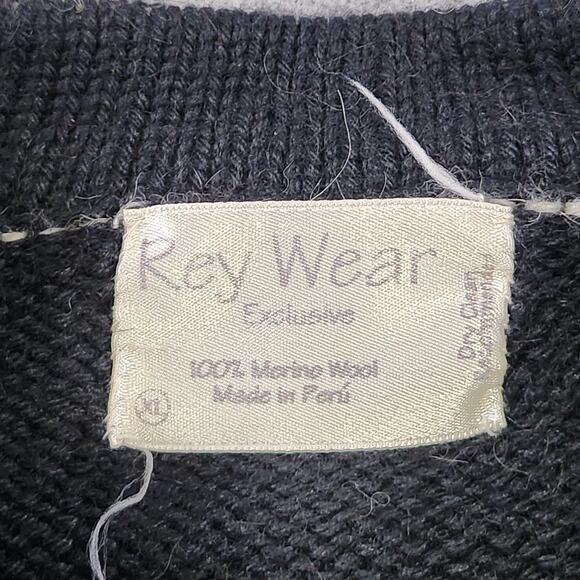 Rey Wear Sweater Mens XL 100% Merino Wool Knit Crewneck Pullover Peru Made - Picture 6 of 11